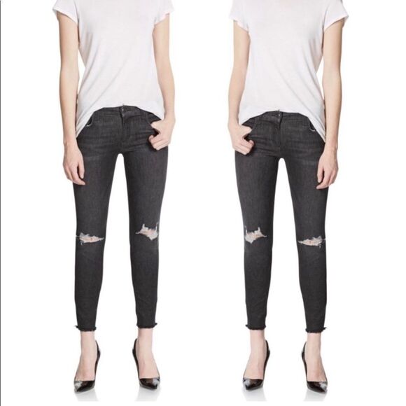 Joe's Jeans Skinny Ankle Gray Eden Finn Distressed - Picture 1 of 7